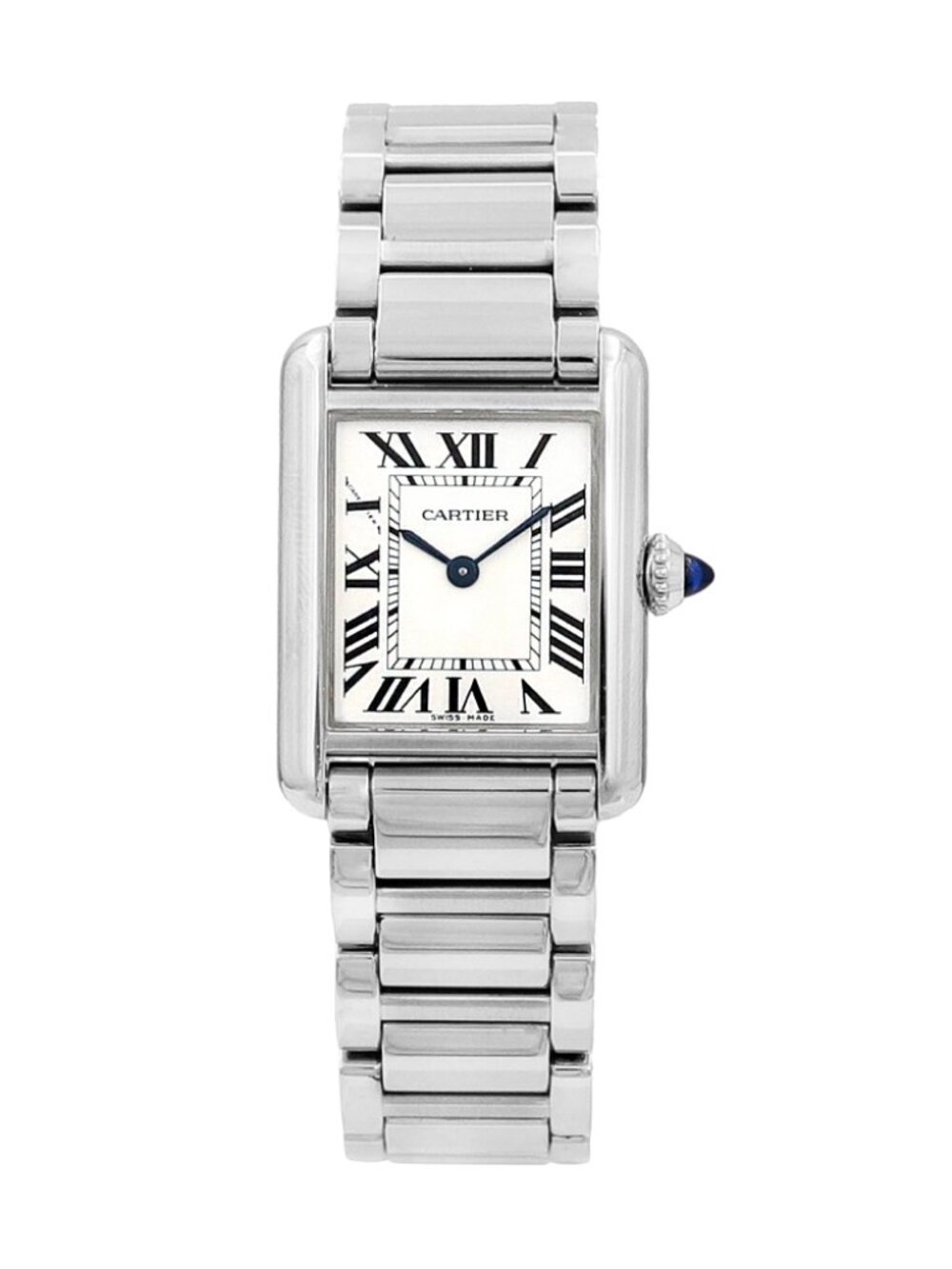 Cartier Tank Must Silver Roman Numeral Dial Steel Watch